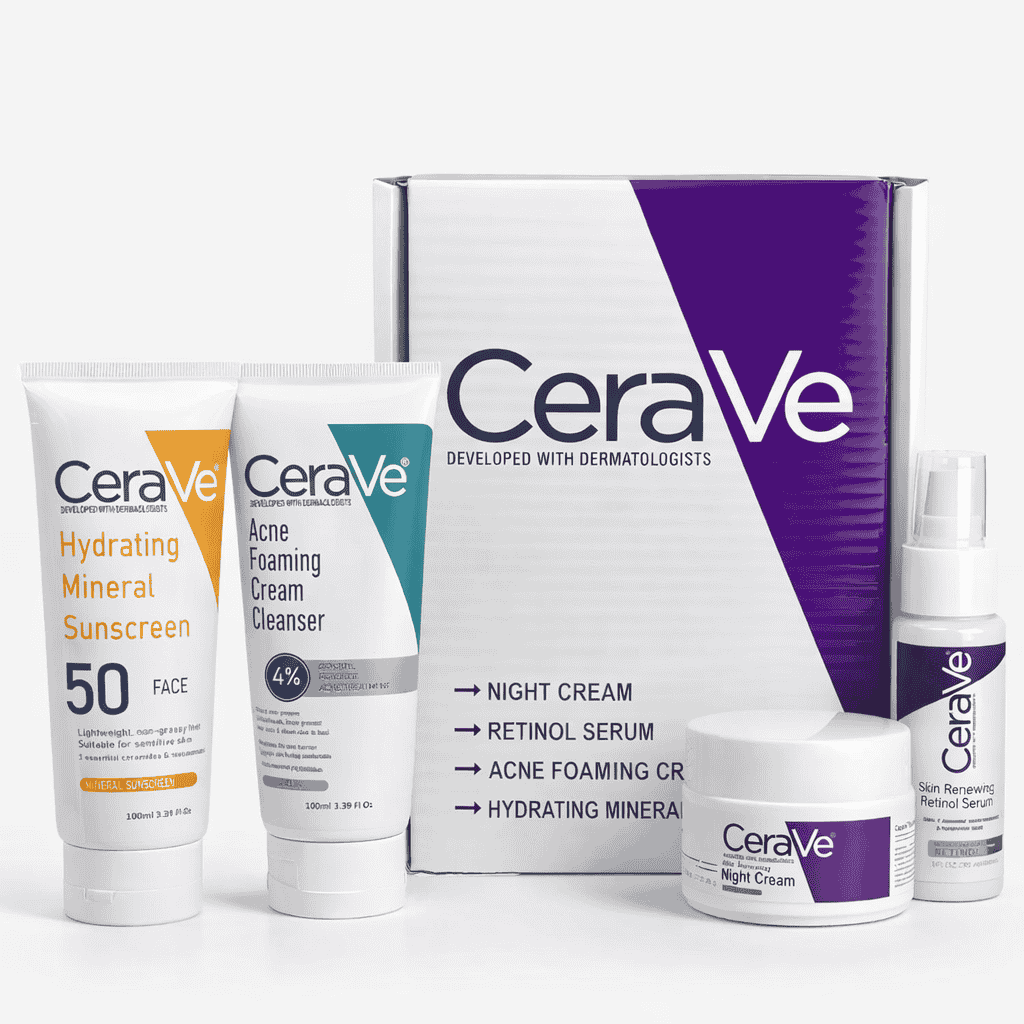CeraVe Complete Skincare Bundle for Acne & Anti-Aging | Includes Acne Foaming Cream Cleanser, Retino